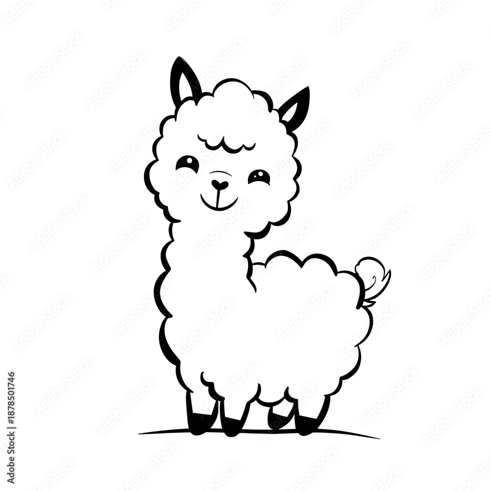 Obraz premium alpaca. alpaca simple black and white line art vector logo