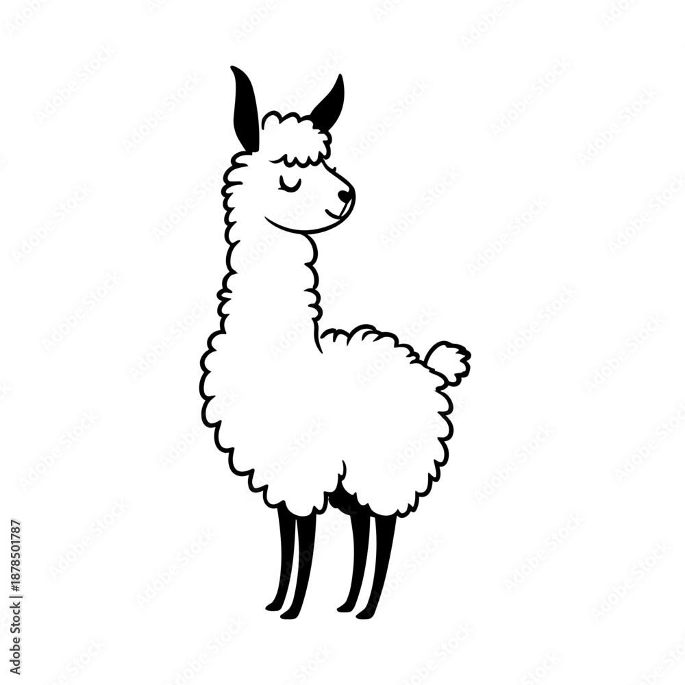 Obraz premium llama. llama simple black and white line art vector logo