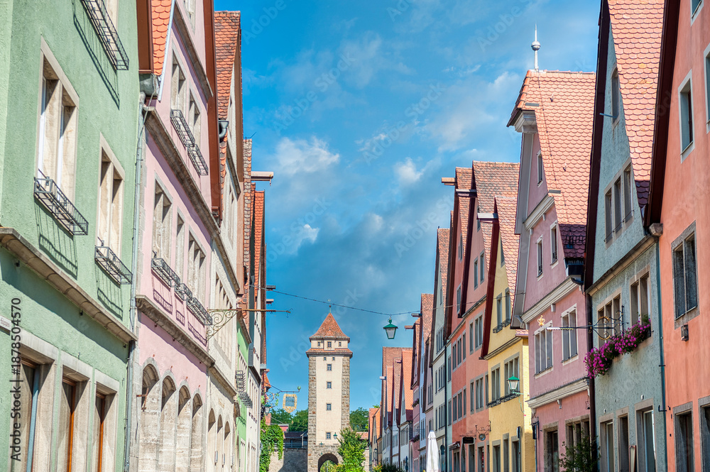 Obraz premium Rothenburg ob der Tauber is a town in the district of Ansbach in the federal state of Bavaria, Germany