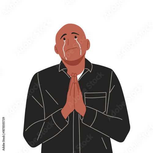 people crying and showing sadness, grief, stress, and emotional pain. Flat vector illustration of men and women with tears, depression, anxiety, and disappointment expressions. Mental health