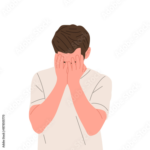 people crying and showing sadness, grief, stress, and emotional pain. Flat vector illustration of men and women with tears, depression, anxiety, and disappointment expressions. Mental health