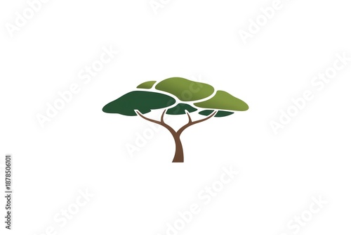 Minimal Acacia Tree Icon on Clean White Background