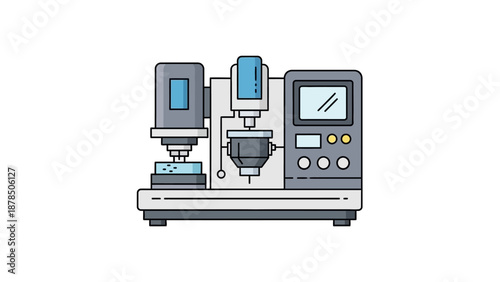 Industrial milling machine setup in a workshop with automated tooling and precision machining equipment.