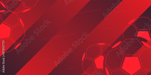 Abstract Red Sports Background with Soccer Ball Pattern