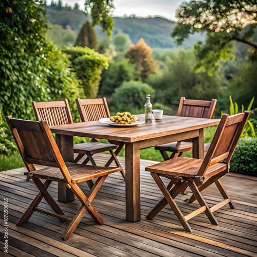 rustic wooden table and chairs set perfect for out
