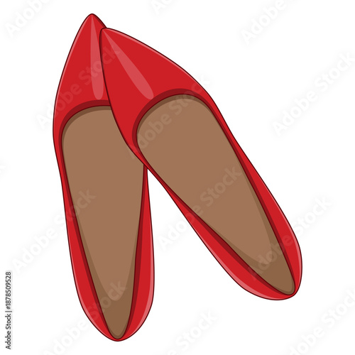 Cartoon Style Detailed Red Ballet Flat Shoe Fashion Footwear
