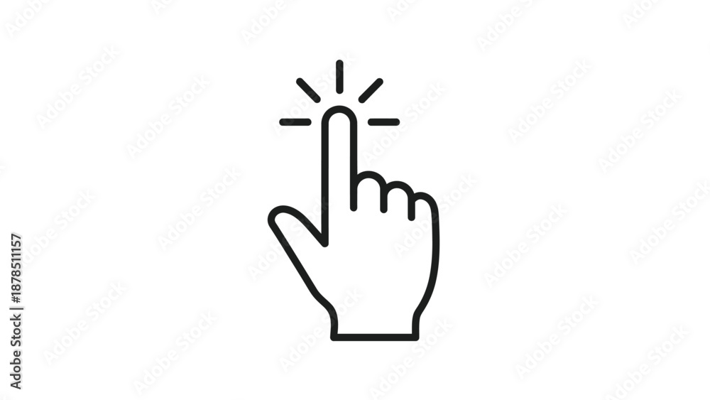 Obraz premium A hand cursor icon indicates a selection or click action on a white background.