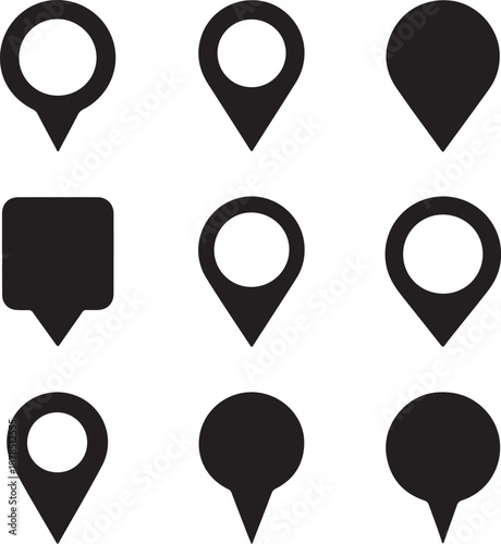 Collection of various map pin icons