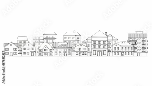 Architectural Drawing of a City Skyline.