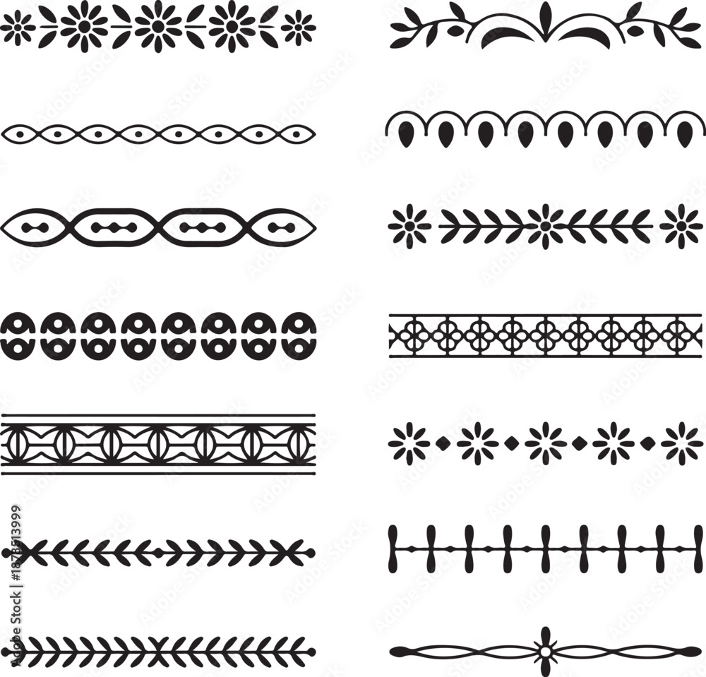 Obraz premium set of black ornamental design elements on white background