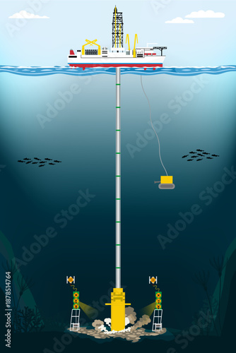 深海からレアアースを含む泥を採取している探査船のイメージ