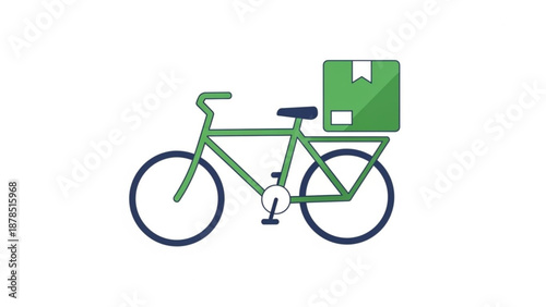 Green bicycle with delivery box on back for eco friendly transport