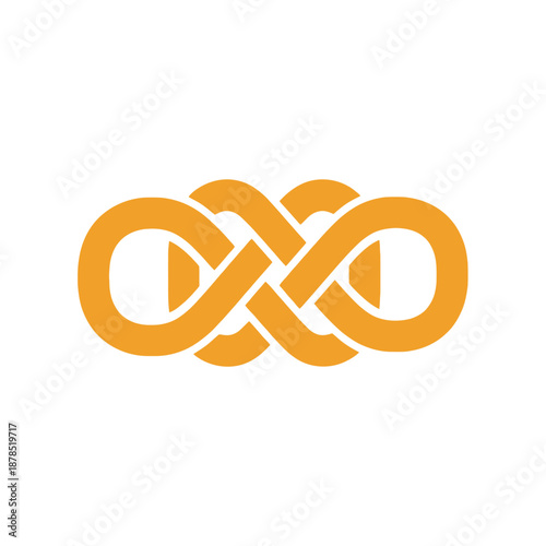 Orange abstract knot with flowing loops suggesting continuity and intricate design elements