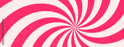 Swirl candy spiral backdrop with cream and strawberry whirlpool creates a retro Y2K vortex. Pink whirlpool bg. Psychedelic radial pattern with pastel pink twirls and vintage circus vibes.