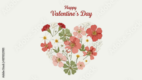 Valentine's Day, floral heart, Happy Valentine's Day, romantic flowers, love