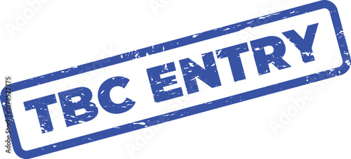Blue TBC Entry Stamp on White Background