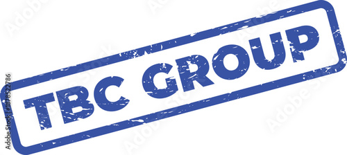Blue TBC Group rubber stamp logo on white background
