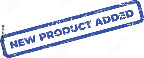 New product added blue stamp on white background