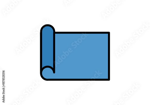 Icono de rollo de papel azul o plano de arquitectura enrollado