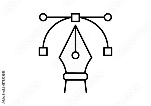 Icono de herramienta pluma de diseño gráfico con curva y puntos de ancla