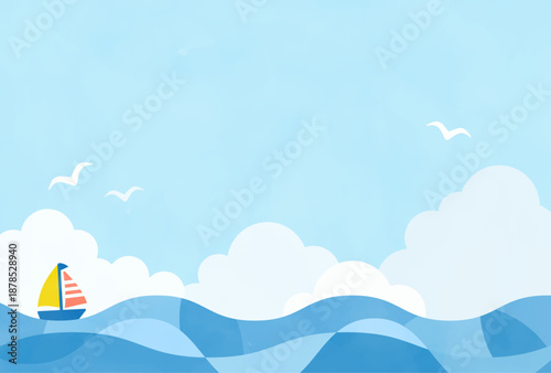 夏の海とヨットの爽やか背景