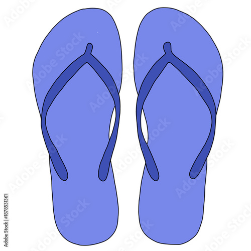 Simple flat vector illustration of blue flip-flops isolated on white background