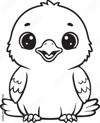 Chicken Farm Bird Bold Line Art Illustration On White Background