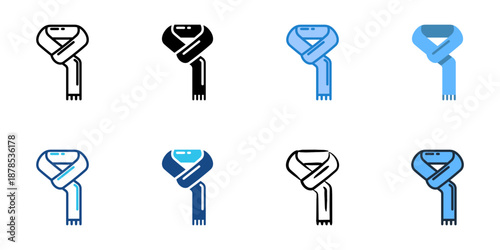 Scarf icons set multiple style collection. Editable stroke 
