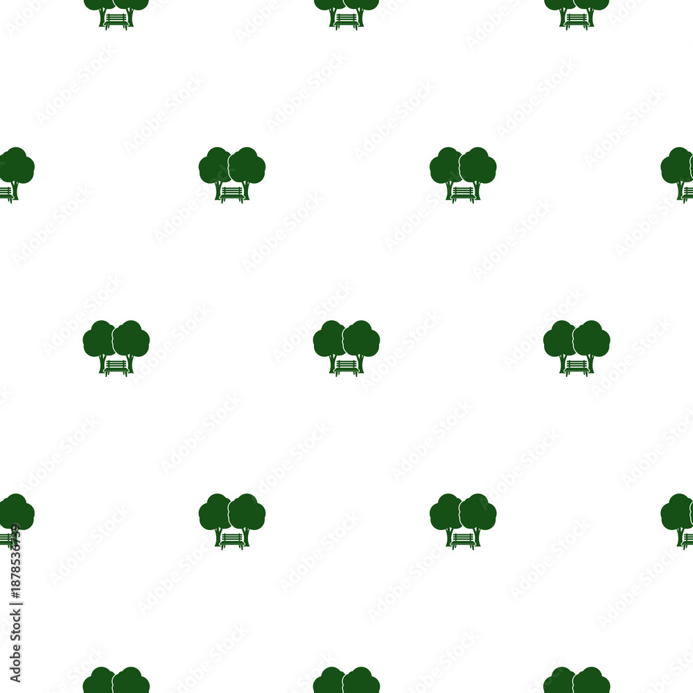 Fototapeta premium Park Bench with tree seamless pattern isolated on white background