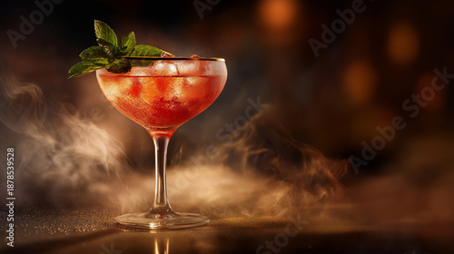 Luxury cocktail advertising image with dramatic lighting, premium photography