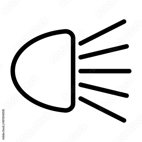 Black Line Icon of Car Headlight with Light Beams
