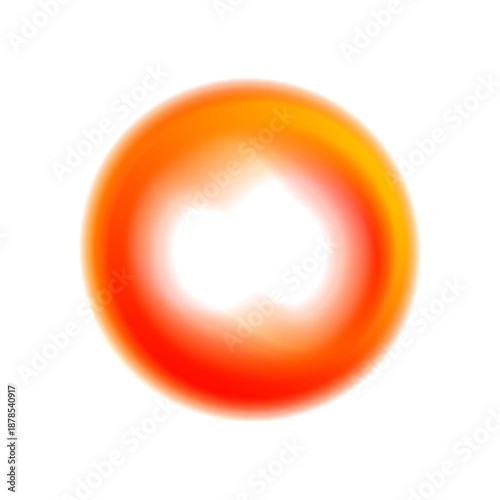 Neon glowing orange circle portal tunnel frame with liquid fluid gradient aura PNG vector. Luminous round ring with soft halo glow and flowing energy waves. Futuristic abstract digital gateway shape.