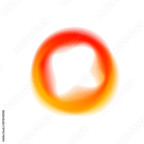 Bright neon orange circle tunnel portal shape with liquid fluid gradient glow PNG vector. Smooth luminous ring with soft blur reflections and flowing light motion. Futuristic abstract sci-fi frame.