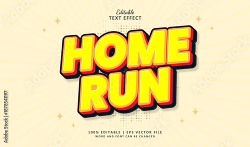 Home run Editable Text Effect Style 3d Sport