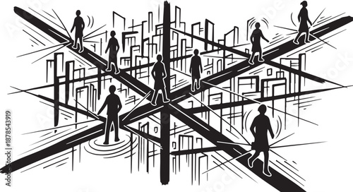 City Life Chaos with People Walking in Different Directions