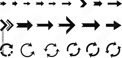 A collection of various arrow symbols and icons in different directions and styles