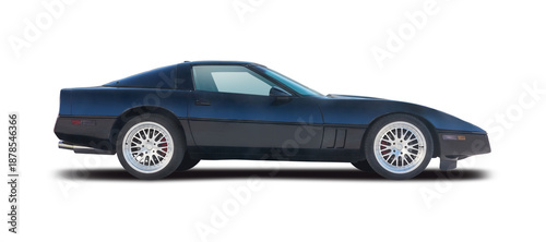 Tableau sur toile Classic Chevrolet Corvette C4 Sports Car Isolated on White Background