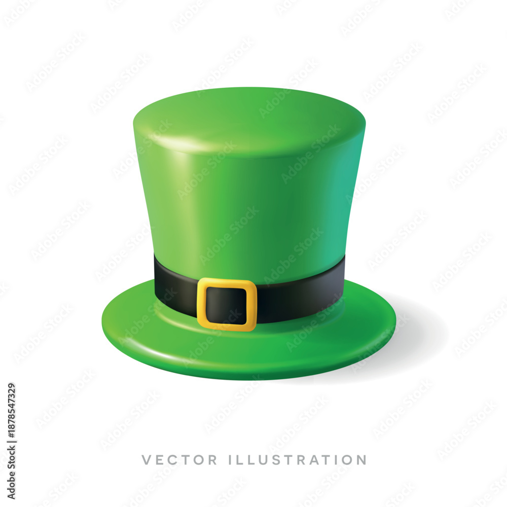 Fototapeta premium 3d leprechaun hat. Irish casino slot icon. Lucky charm render. St. Patricks day illustration