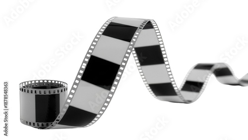 Foto Black and white film strip PNG isolated on transparent background, vintage movie