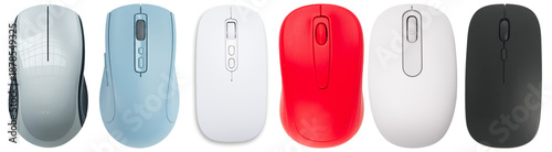 a vibrant collection of ergonomic computer mice in different colors, essential for modern desktop computing.
