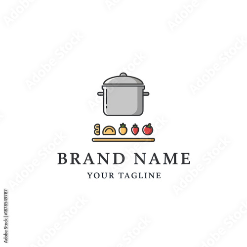 Cooking Pot with Fresh Ingredients Illustration.