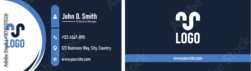 Professional Modern Business Card Template with Blue Geometric Design