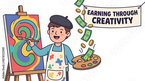 Earning Through Creativity: Artist and Painting