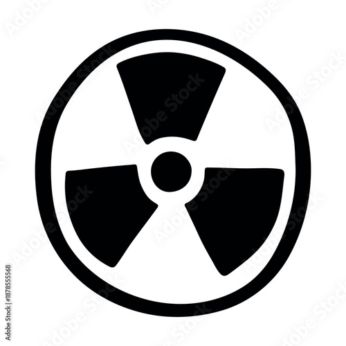 Hand drawn radiation sign Nuclear radiation hazard symbol Radioactive danger warning sign clipart in doodle style Nuclear safety Radioactive waste Single element for print, web, design, decor