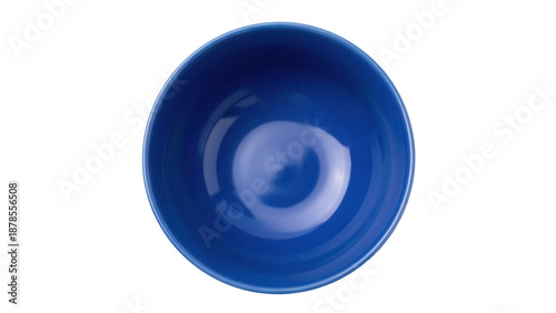 Bild auf Leinwand Deep blue ceramic bowl isolated PNG on transparent background, empty dish for fo