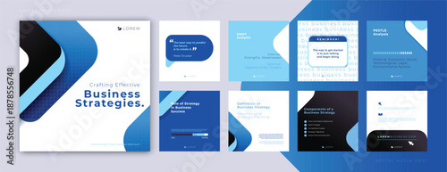 Business Instagram Stories Social Media Template Set for Marketing and Promotion, business design package set, vector illustration.