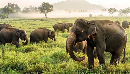 elephants in the savannah
