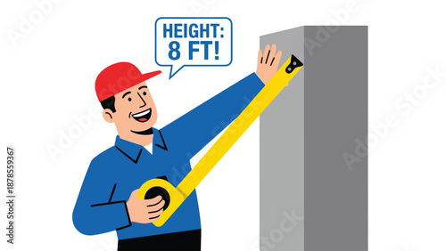Measuring Height - Cartoon Style Illustration