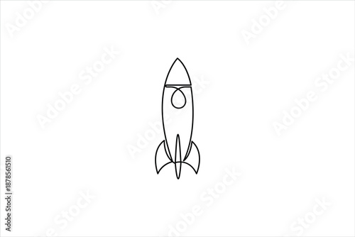 Continuous one line art Rocket drawing of spacecraft launch, startup, innovation vector illustration