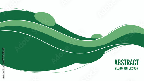 Abstract Green Waves Flowing Design with Subtle Bubbles and Text - Clean Background